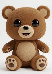 Obraz premium Cute brown teddy bear toy with big eyes sitting portrait