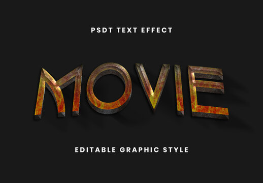 Red And Yellow Cinematic Title Text Effect Movie Metal Beveled Font