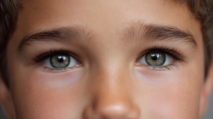 Naklejka premium Close up portrait of a young person s expressive green hazel eyes capturing natural detail and subtle emotion