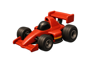 Fototapeta premium Red formula one toy racing car on transparent background