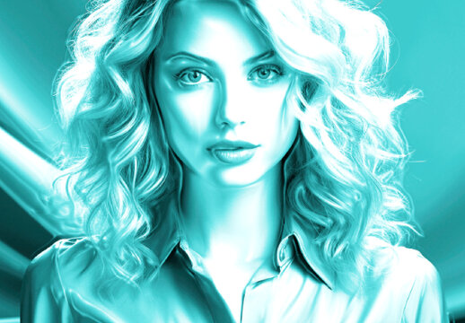 Turquoise And White Holographic Shine Photo Effect