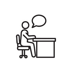 Fototapeta premium Minimalistic outline of a person sitting at a desk engaged in conversation or thought