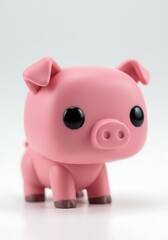 Cute pink pig figure on white background for concept design