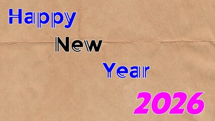 Happy New Year 2026 Celebration Background with Golden Fireworks, Festive Lights, Sparkling Bokeh and Colorful Holiday Greeting Text for Digital Use