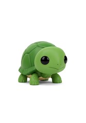 Green turtle figurine isolated on white background for design elements