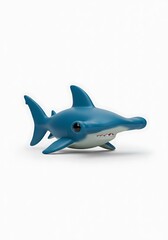 Isolated blue hammerhead shark toy on white background