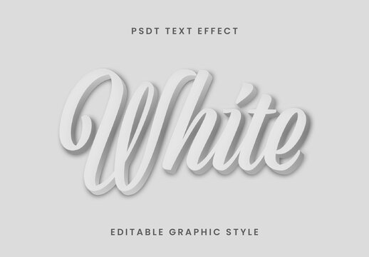 White 3D Shadow Text Effect Elegant Script Font