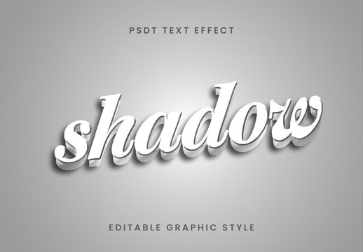 White 3D Shadow Text Effect Classic Shiny Font