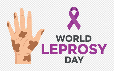 Fototapeta premium World Leprosy Day - Hand with Spots and Purple Ribbon