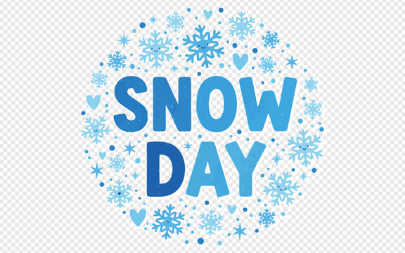 Snow Day - Blue Snowflakes and Hearts Design