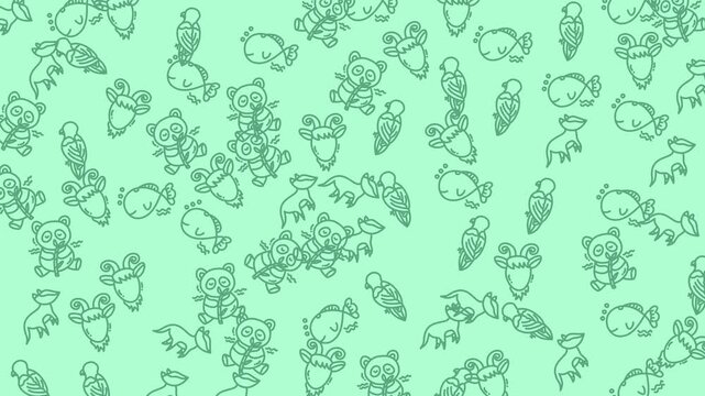 Simple line drawings of animals like bears, birds, carrots, fish, and frogs. Suitable for educational materials, children books, or logos. 