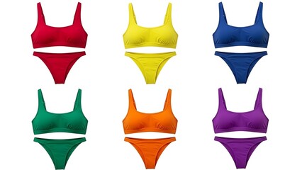 Colorful swimsuit sets isolated on white background