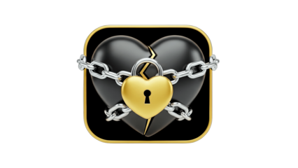 Broken Heart Locked with Chain and Padlock Icon