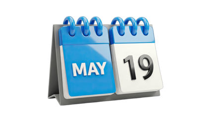 Calendar Showing May 19th on White Background