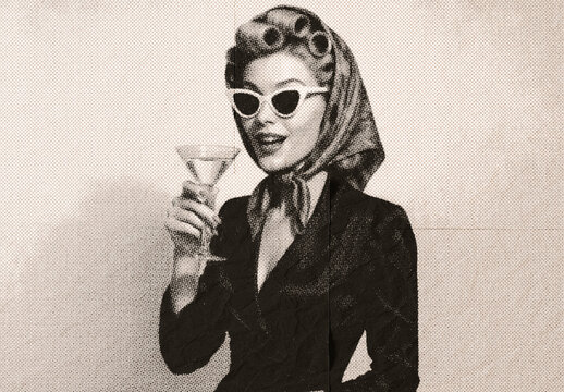 Black And White Magazine Halftone Photo Effect