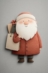 Cartoon Santa Claus carrying shopping bags and gifts for the Christmas season