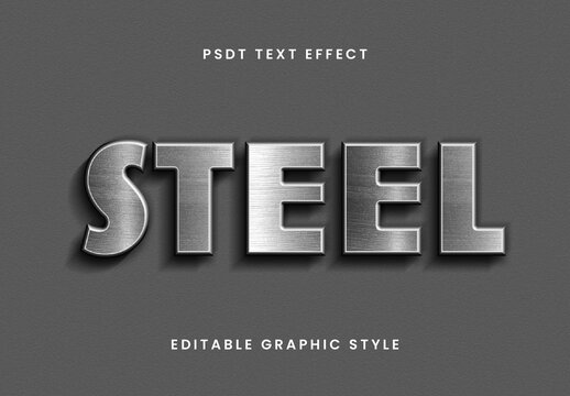 Black And Silver 3D Steel Text Effect Industrial Chrome Font