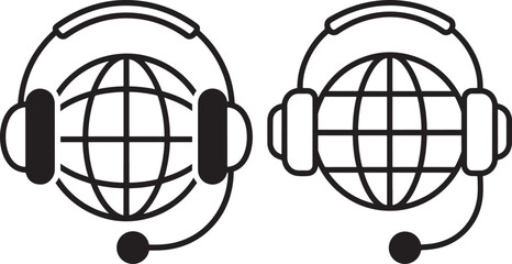 Global customer support silhouette with earth and headset