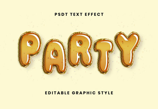Gold Party Confetti Balloon Text Effect Glossy Shiny Floating Font