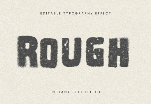 Gray Grunge Halftone Text Effect Rough Distressed Font