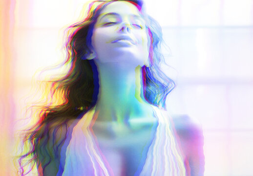 Pink And Blue Glitch Prism Photo Effect