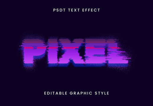 Purple Glitched Pixel Text Effect Distorted Digital Scanlines Font