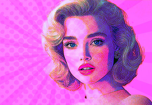 Pink And Purple Comic Cartoon Art Photo Effect