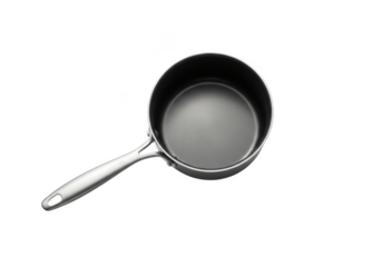 Stainless Steel Frying Pan with Ergonomic Handle on transparent background