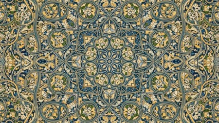 Intricate floral mosaic tile pattern.