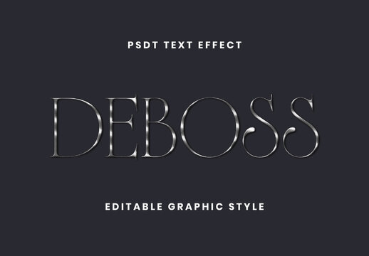 Silver Elegant Silver Deboss Text Effect Steel Carved Luxury Font