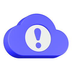 alert cloud 3d rendering icon blue color