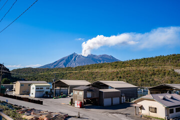 牛根麓から見る桜島（垂水市）