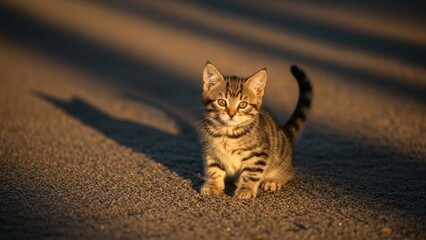 Small Tabby Kitten on the Ground