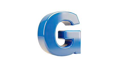 Blue 3D Letter G Isolated on White Background