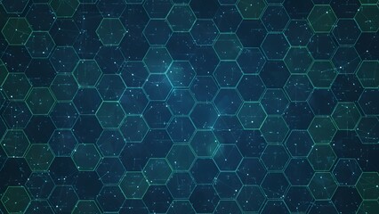 Dark blue hexagonal pattern background design.
