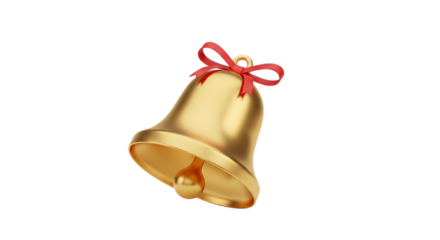 Golden bell with red ribbon