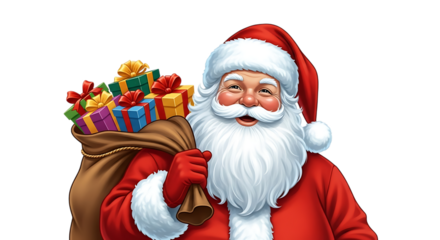 Santa claus holding gift bag