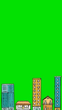 animated illustration of city buildings