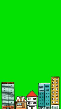 animated illustration of city buildings