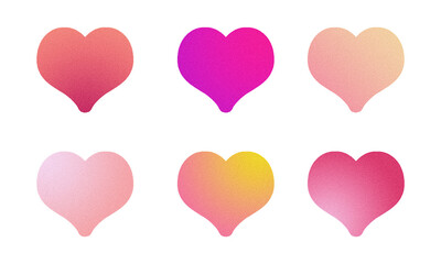 Vibrant gradient hearts set, colorful PNG clipart elements for Valentine's day designs
