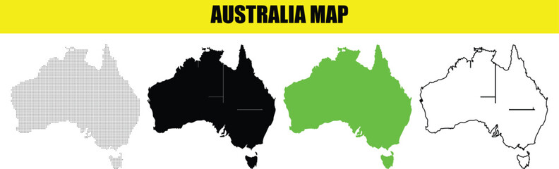 Collection of Australia Map Vector Graphics in Multiple Styles and Colors