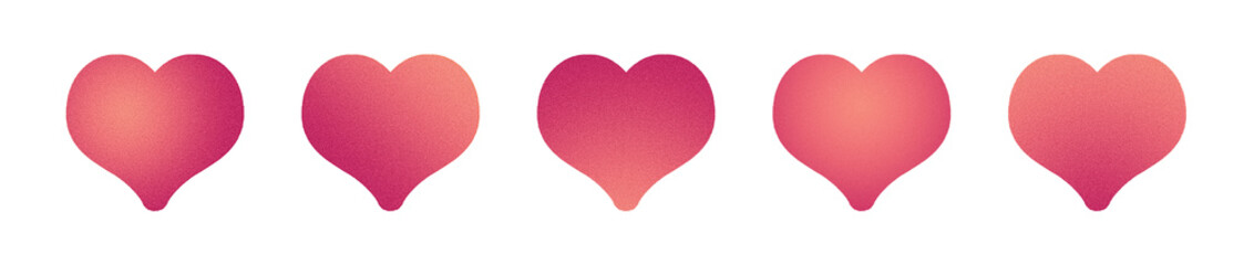 Red hearts set, PNG clipart elements on transparent background