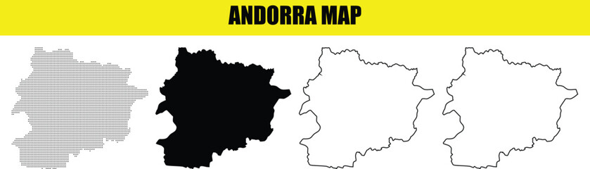 Vector Graphic Set of Country Map Shape in Black, Grey, and Outline Styles