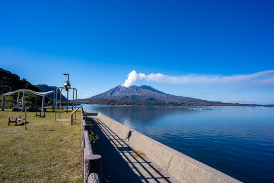 道の駅たるみずからみる桜島の風景