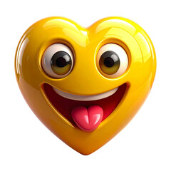 Fototapeta premium Heart-shaped emoji with love eyes and tongue, isolated on transparent background