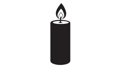 Obraz premium Lit Candle in Simple Illustration Style with High Contrast Black and White for Spiritual Symbol
