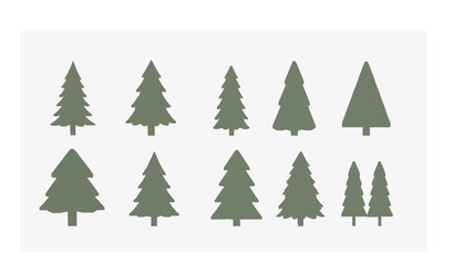 Minimal 3D pine fir and spruce tree cutout vector illustration set