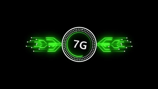 7G Network Icon with Signal Waves on Black Background &ndash; High-Speed Internet, Wireless Communication, and Future Technology Concept on black background.Motion Design Video