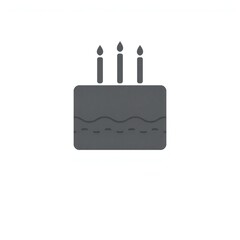 Obraz premium Simple gray icon of a birthday cake with three candles