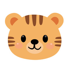 Tiger Head Smiling Animal Character Graphic Illustration